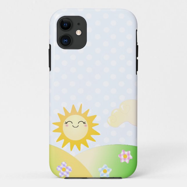Capa Para iPhone 11 Desenhos animados bonitos do kawaii do sol (Verso)
