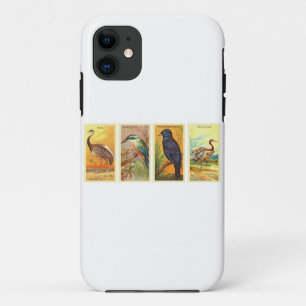 Capa Para iPhone 11 Desenhos Retro de Pássaros