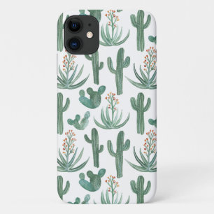 Capa Para iPhone 11 Deserto De Saguaro Cactus Aloe Watercolor