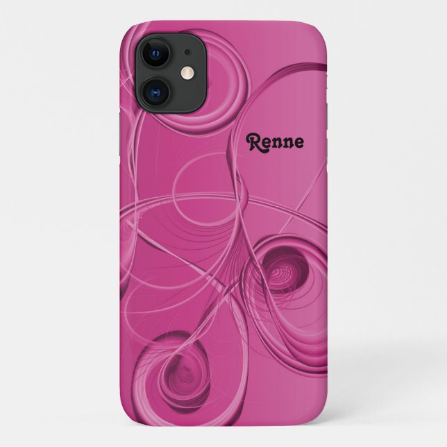 Capa Para iPhone 11 Design Abstrato de Redemoinhos Rosa (Verso)