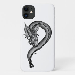 Capa Para iPhone 11 Design branco e preto do dragão