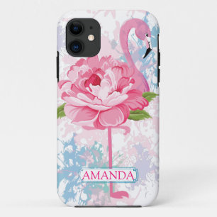 Capa Para iPhone 11 Design cor-de-rosa personalizado floral do