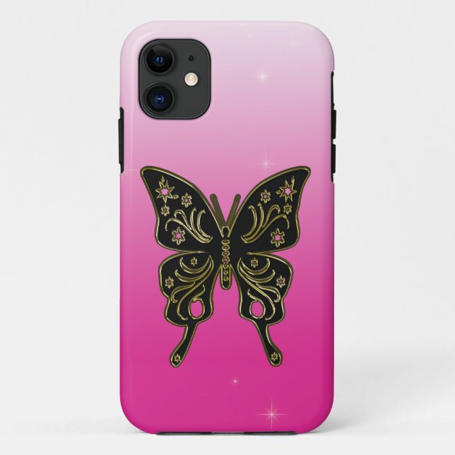 Capa Para iPhone 11 Design de borboleta (Verso)