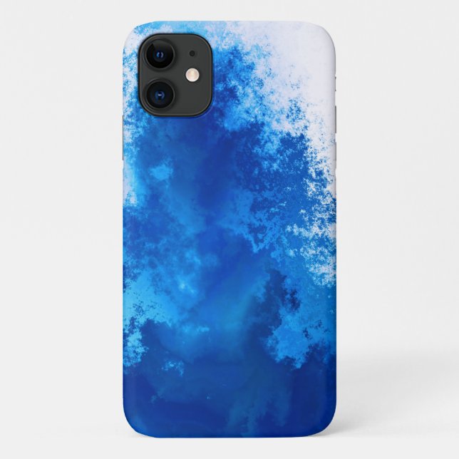 Capa Para iPhone 11 design de cor sólida azul abstrato (Verso)