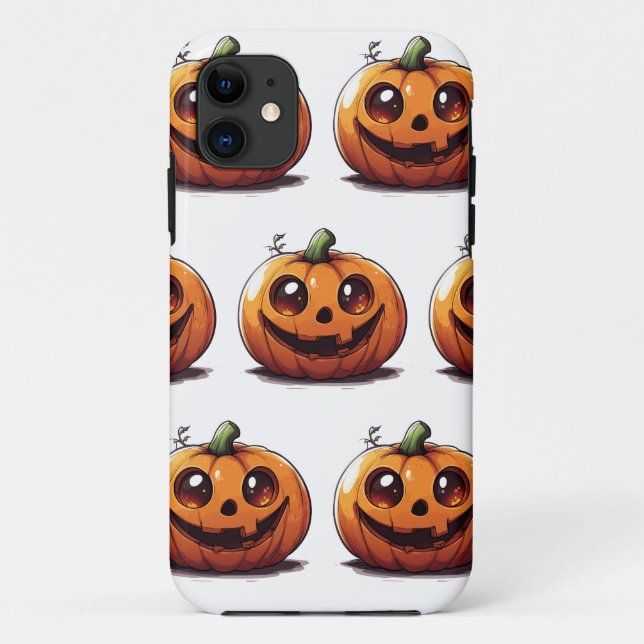 Capa Para iPhone 11 Design de desenho animado de abóbora de Halloween (Verso)