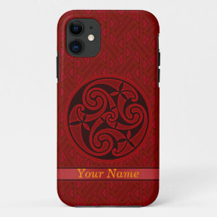 Capa Para iPhone 11 Design de Espiral de Arte Celta Vermelha em um iPo