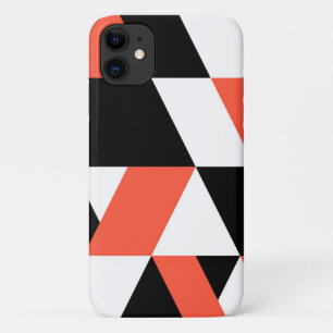 Capa Para iPhone 11 design de geometria urbana, preto-vermelho, modern