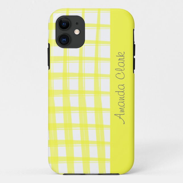 Capa Para iPhone 11 Design de Latice Amarelo simplesmente moderno (Verso)