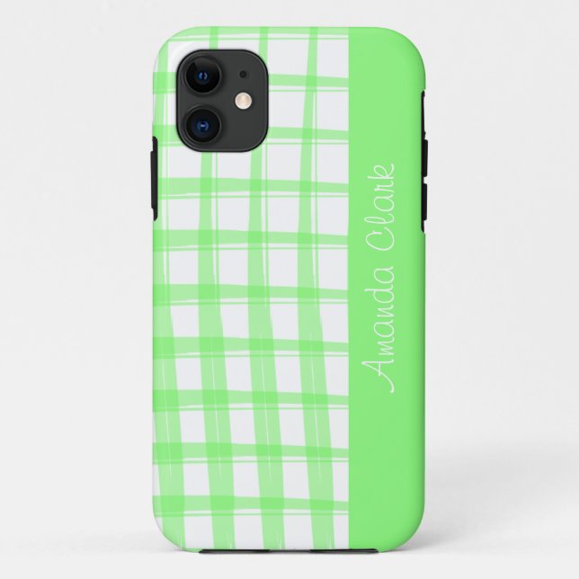 Capa Para iPhone 11 Design de Latice Verde Moderno (Verso)