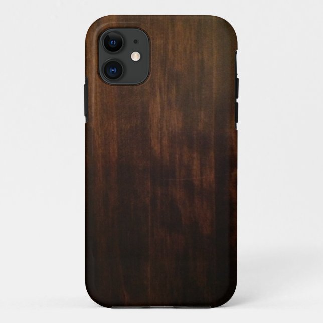 Capa Para iPhone 11 Design de madeira escuro antigo (Verso)
