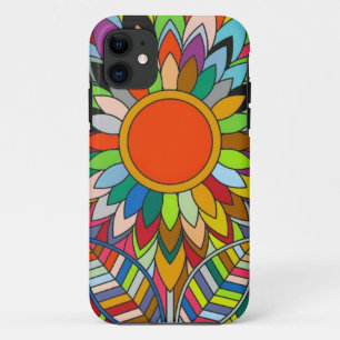 Capa Para iPhone 11 design de mandioca de flor colorida