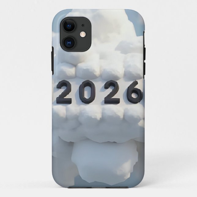 Capa Para iPhone 11 Design de Número 3D para Ano Novo 2026 (Verso)