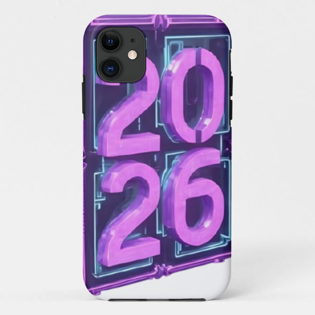 Capa Para iPhone 11 Design de Número 3D para Ano Novo 2026 (Verso)