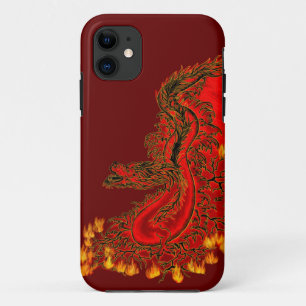 Capa Para iPhone 11 Design de ouro e vermelho do Dragão da China