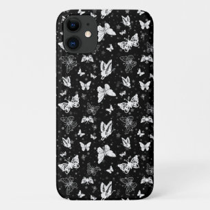 Capa Para iPhone 11 Design de Padrão de Ilustração de Borboleta Branca