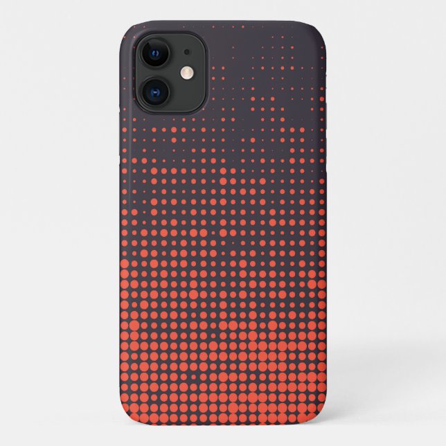 Capa Para iPhone 11 Design de padrão de pontos de meio tom laranja, mo (Verso)