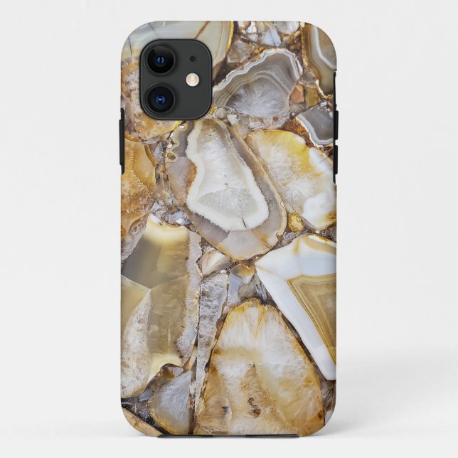 Capa Para iPhone 11 design de pedra geométrica polida (Verso)