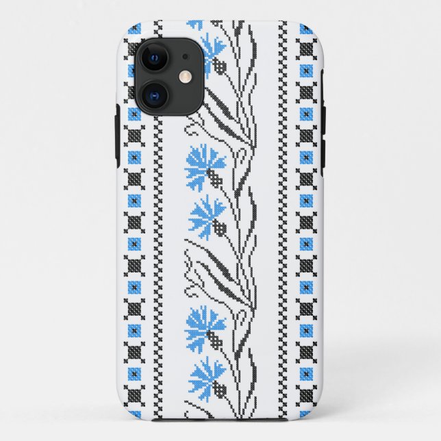 Capa Para iPhone 11 Design de ponto transversal de Cornflower azul (Verso)