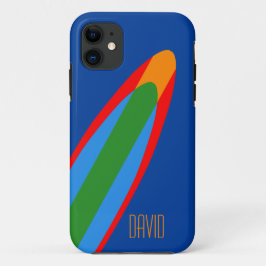 Capa Para iPhone 11 Design de prancha de surf azul tema de surf no iPh