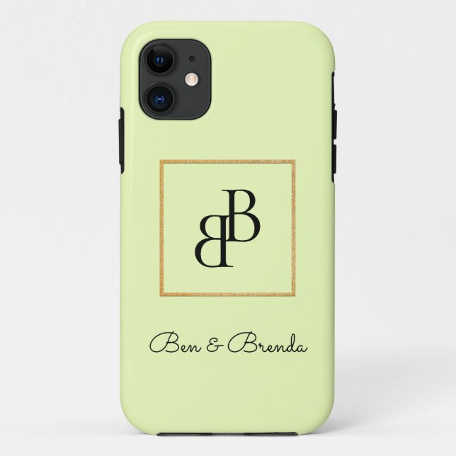 Capa Para iPhone 11 Design de texto na moda Black Monogramas (Verso)