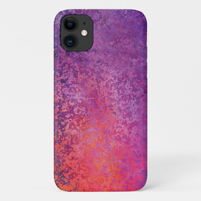 Capa Para iPhone 11 design de textura abstrato em rosa e roxo (Verso)