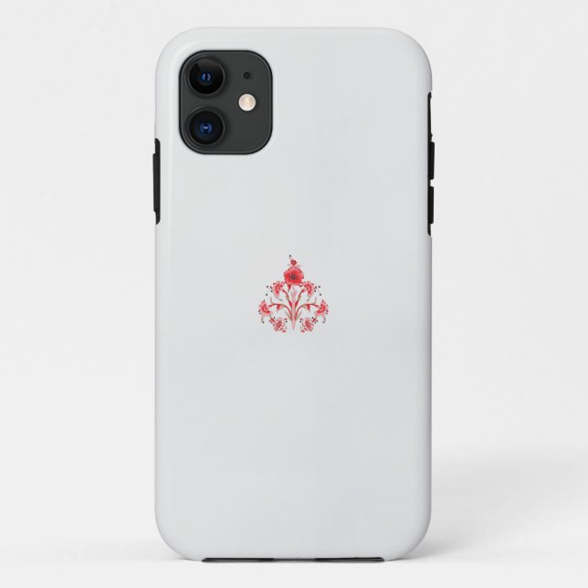 Capa Para iPhone 11 design de uma flor vermelha sobre fundo branco (Verso)