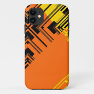 Capa Para iPhone 11 Design do Padrão Laranja Negro Amarelo
