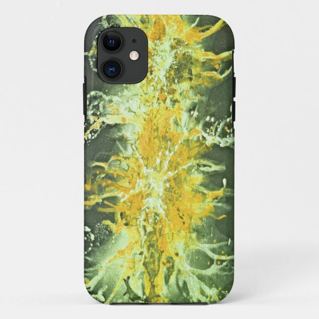 Capa Para iPhone 11 Design do Splatter Grunge - verde-amarelo (Verso)