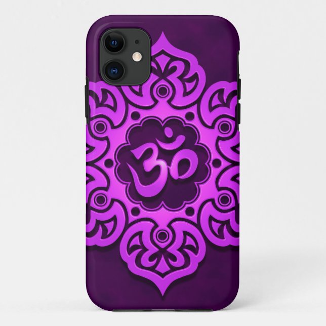 Capa Para iPhone 11 Design floral roxo de Aum (Verso)