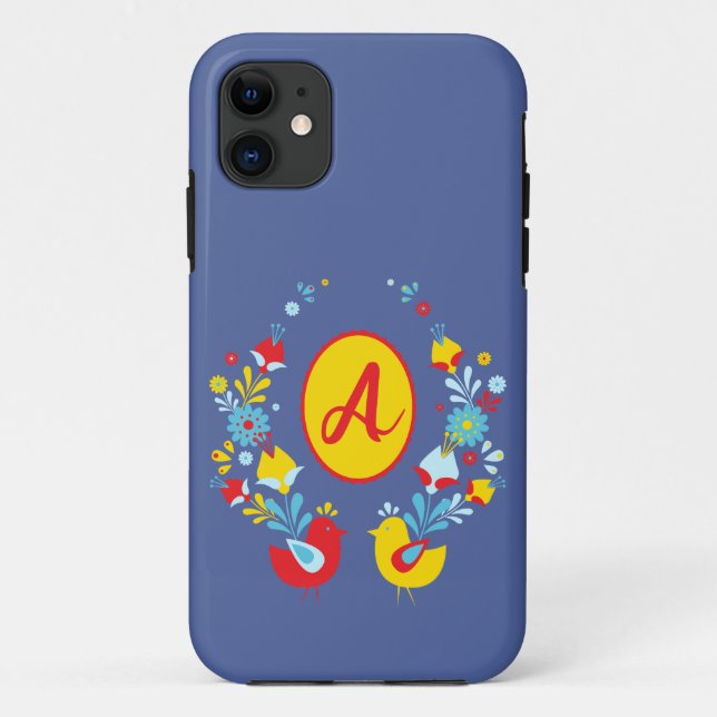 Capa Para iPhone 11 Design Monograma de Estilo Boêmico (Verso)
