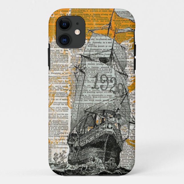 Capa Para iPhone 11 Design Pirate Ship Drawing (Verso)