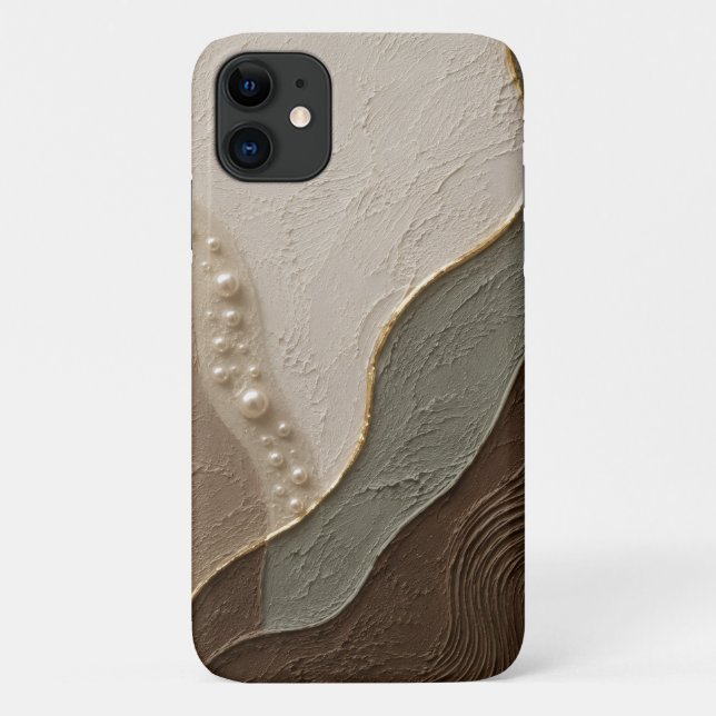 Capa Para iPhone 11 Design Texturizado Japandi Neutro (Verso)