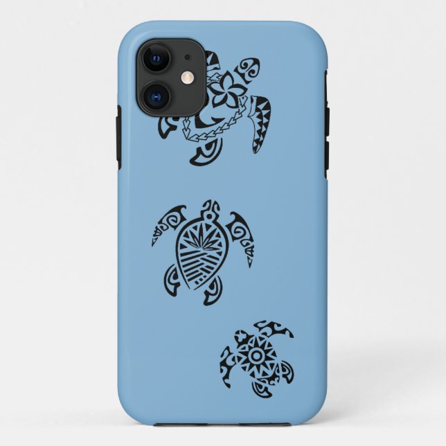 Capa Para iPhone 11 Design tribal do trio da tartaruga (Verso)
