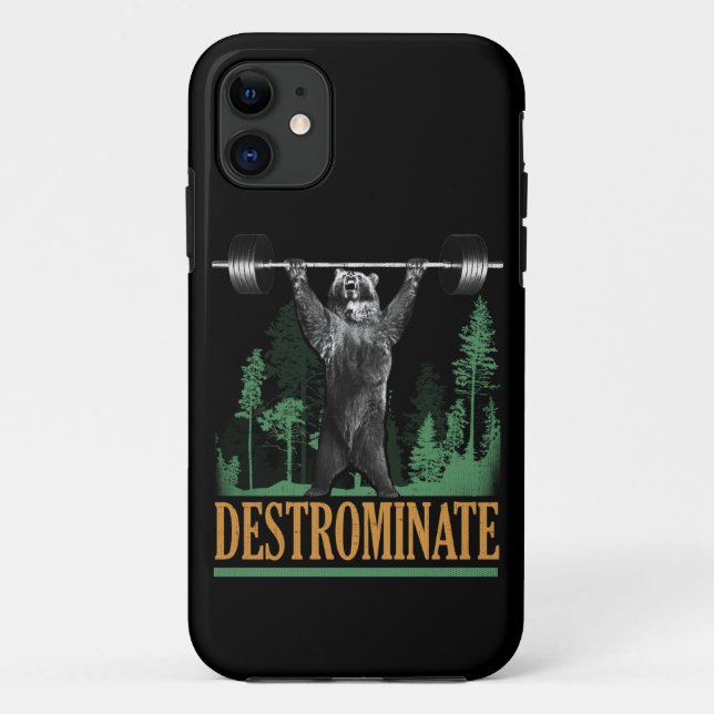 Capa Para iPhone 11 Destrominar - Urso - Engraçado Workout Inspiracion (Verso)