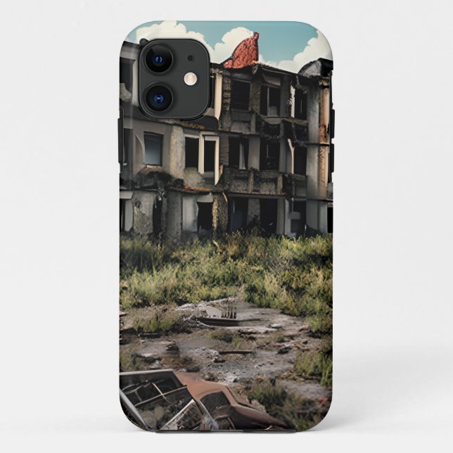 Capa Para iPhone 11 Destruição Pós-Apocalíptica | Edifícios Abandonado (Verso)