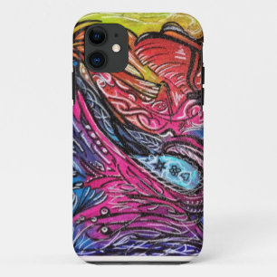 Capa Para iPhone 11 detalhes brancos e pretos no fundo multicolour