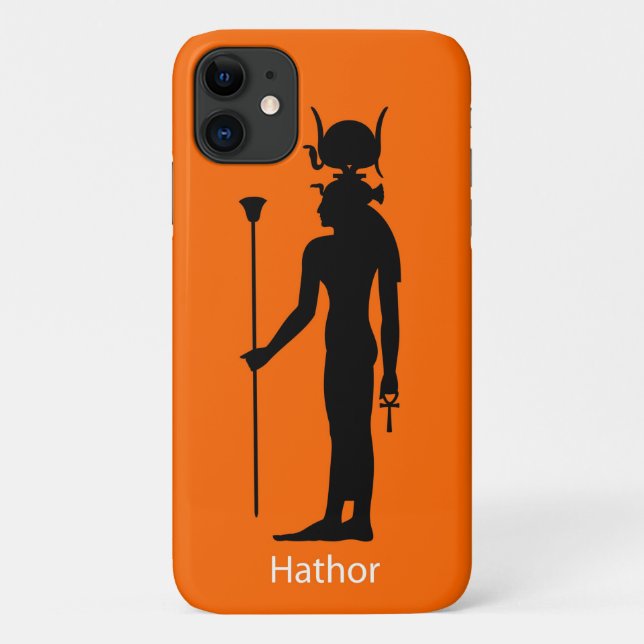 Capa Para iPhone 11 Deus Egípcio Antigo Hathor Silhouette (Verso)