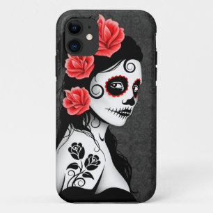Capa Para iPhone 11 Dia da menina inoperante do crânio do açúcar -