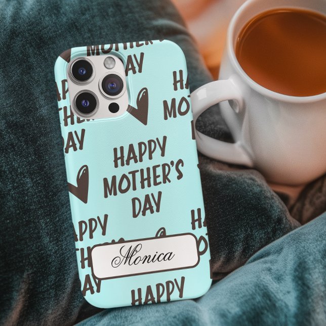Capa Para iPhone 11 Dia de as mães feliz com fundo azul claro (Happy Mother's Day with light blue background Case-Mate iPhone Case)