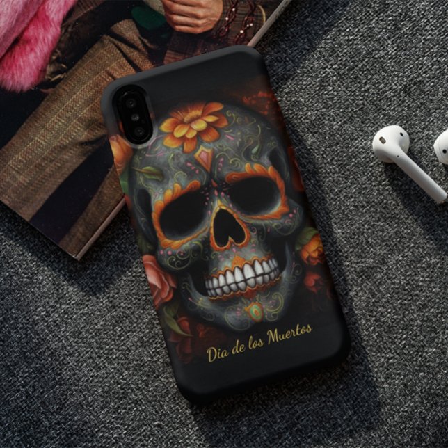 Capa Para iPhone 11 Dia de los Muertos pintou crânio personalizável (Criador carregado)
