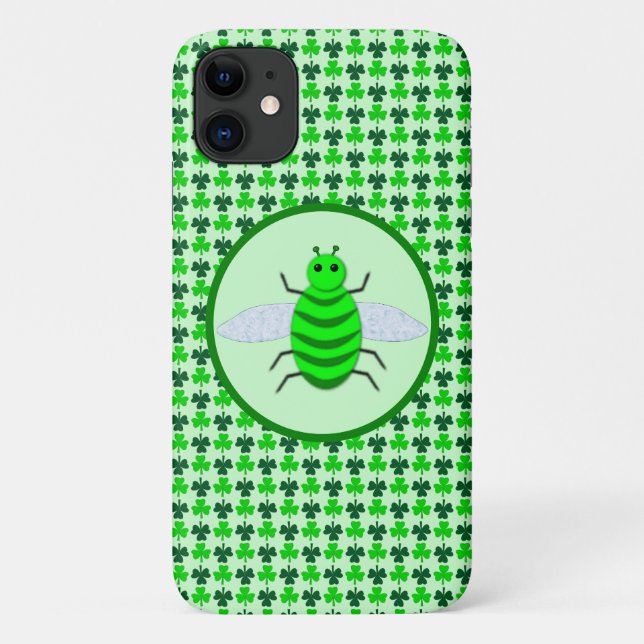 Capa Para iPhone 11 Dia de São Patrício Abelha e Trevos (Verso)