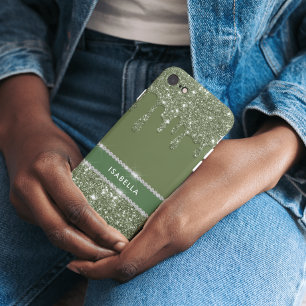 Capa Para iPhone 11 Diamante Verde da Glitter do Sábio Moderno
