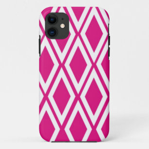 Capa Para iPhone 11 Diamantes rosa-quente e brancos