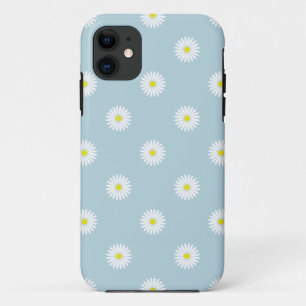 Capa Para iPhone 11 Disies - Padrão Ilustrativo no Azul Pálido