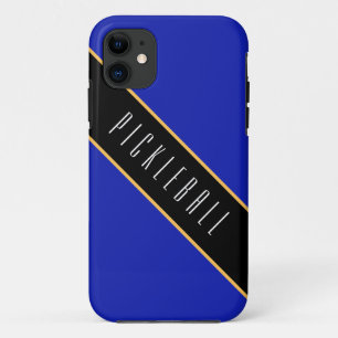 Capa Para iPhone 11 Diversão de PICKLEBALL Strips de Diagonal Real Azu