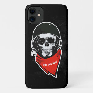 Capa Para iPhone 11 Diversão legal do crânio de ciclista vestindo ca