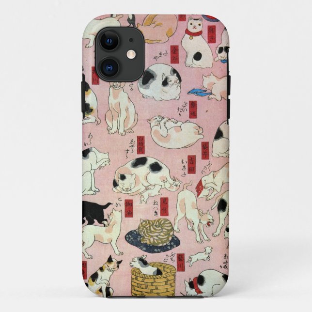 Capa Para iPhone 11 ） do 中 do （do 其のまま地口猫飼好五十三疋, gatos do 国芳 (2), (Verso)
