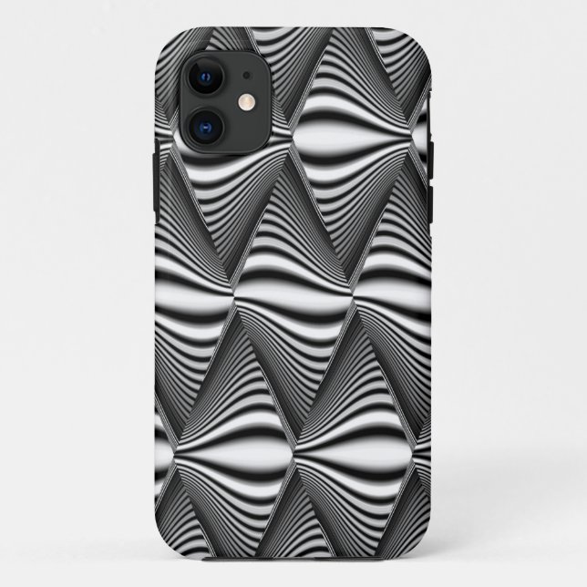 Capa Para iPhone 11 Dobra de Diamante Preto e Branco | Ilusão 3D (Verso)