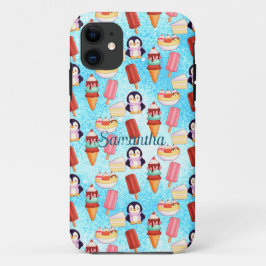 Capa Para iPhone 11 Doces para Sorvetes de pinguim