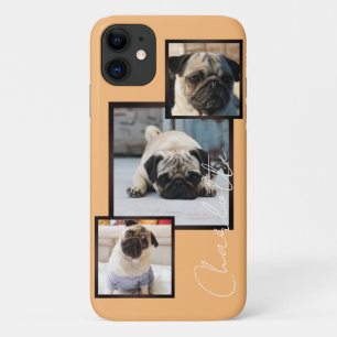 Capa Para iPhone 11 Dog Photo Display, 3 fotos personalizam